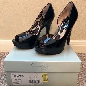 Jessica Simpson Acadia Black Patent Leather Heels